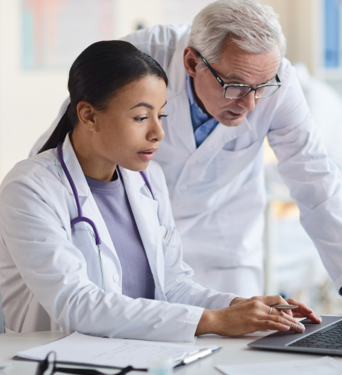 Medical practice staff receiving online training for allergy testing and treatment